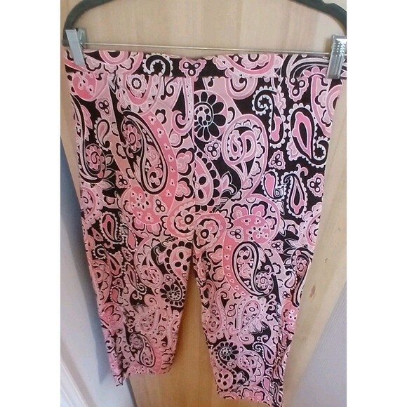 Cotton Zone Pink Women’s Cropped Pants Sz XL Paisley Boho Vacation Travel - Picture 4 of 8